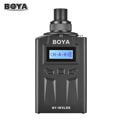 

BOYA BY-WXLR8 Plug-on Transmitter with LCD Display for BY-WM8 BY-WM6 Wireless Lavalier Microphone System 3 Pin XLR Mic Audio Mix