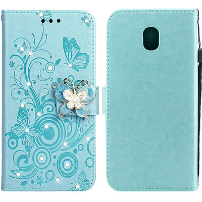 

MOONCASE Samsung Galaxy J5 2017 Butterfly Rhinestone Embossed Leather Case - Green