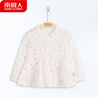 

Antarctic Nanjiren Childrens Long Sleeve Shirt Girls Thin Spring Baby Long Sleeve Tops Baby Shirt Gold Triangle - White 90