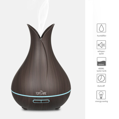 

Tomshine Ultrasonic Aroma Essential Oil Diffuser 400ML Mist Air Humidifier Wood Grain BPA Free Aromatherapy Dimmable Night Lamp wi