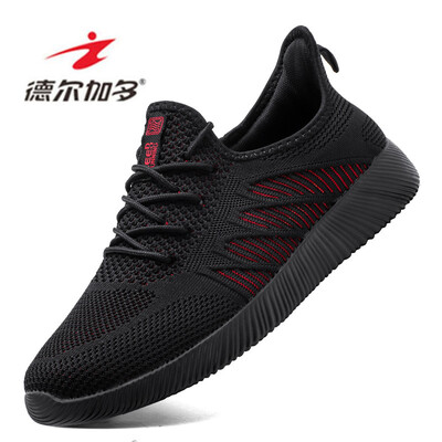 

Delgado hollow breathable lightweight foot strap Korean version of the wild casual sports mens net shoes mens black red 41