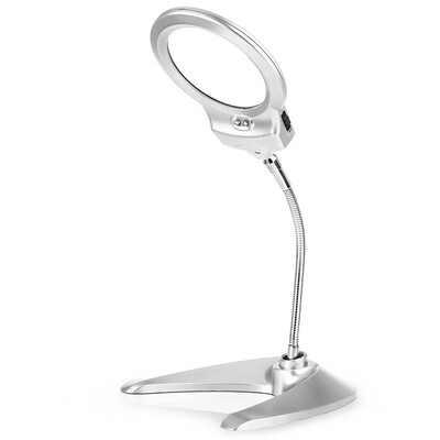 

Foldable Desktop Metal Hose Magnifier Magnifying Loupe with 2X 6X Lens Lamp