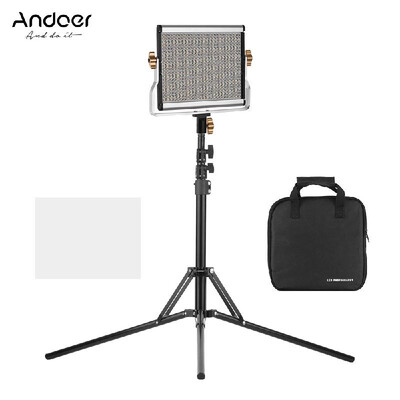 

Andoer Portable Video Light Panel Fill-in Lamp Adjustable Brightness 3200-5600K Color Temperature CRI95 with Light Stand Holder B