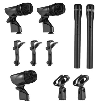 

Professional Wired Musical Instrument Drums Microphone Mic Set with Big Drum Microphone Small Drum Microphones Condenser Mics Stan