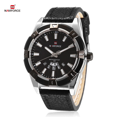 

NAVIFORCE 9118 Male Quartz Watch Leather Strap Calender Display Leisure Wristwatch for Men