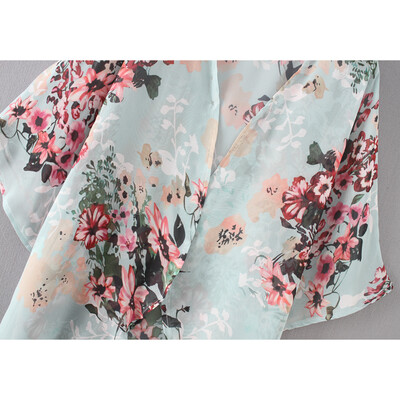 

New Casual Summer Women Floral Chiffon Cardigan Open Front Half Sleeve Kimono Red