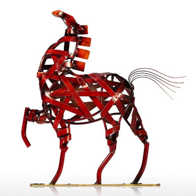

TOOARTS Metal Sculpture Metal weaving horse Home Furnishing Articles Handicrafts