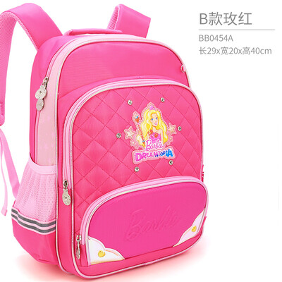 

Barbie childrens school bag primary school students 1-4 grade girls cute backpacks ridges to reduce the burden girls cartoon backpack rose red BB0454A