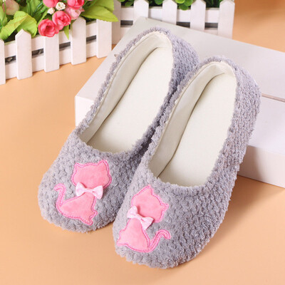 

Qingyi month shoes cotton slippers soft bottom non-slip winter warm home slippers pregnant women shoes cat gray 40-41