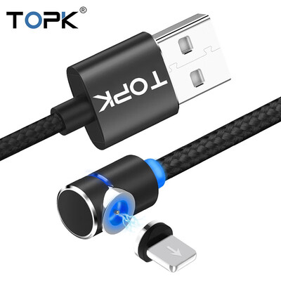 

TOPK 2m RLine- 90 Degree  Type Magnetic Cable Nylon Braided LED Magnet Cable for iPhone 6 7 8 X