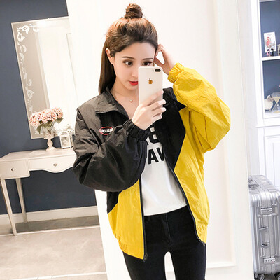 

JOY OF JOY Jingdong Womens 2019 Spring Hip-Hop Embroidered Jacket Women Korean Student Colorblock bf Harajuku Style Loose Baseball Suit JWWT191448 Yellow Black