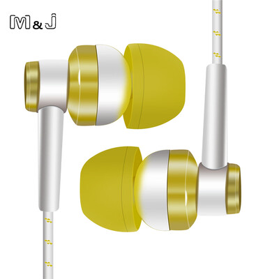 

M&J J10 MP3 MP4 Wiring Subwoofer Headset Ear Braided Rope Wire Cloth Rope Earplug Noise Isolating Earphone Handfree