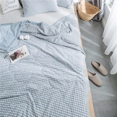 

Nordic Comforter Lightweight Cotton Bed Quilt Soft Bedspread Quilted Bed Duvet Blanket Stripe Green Summer Quilt Blanket Double