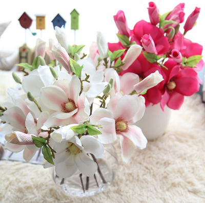 

6 magnolia small fresh simulation flowers artificial flowers foreign trade flower arrangement home decoration wedding celebration