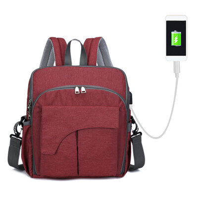 

2 in 1 Diaper Bag & High Chair Strap Travel Backpack Multi-functional Nappy Bags With Stroller Strap USB Charging Port Stylish Uni