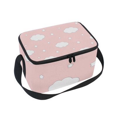 

ALAZA Insulated Lunch Box Pink Clouds Lunch Bag for Men Women Portable Tote Bag Cooler Bag