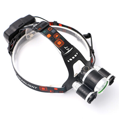 

Portable LED Headlamp Headlight Flashlight Lamp Light Torch XML T6 & 2R2 3-Brightness-Modes 1200Lm with USB Cable for Outdoor Cam