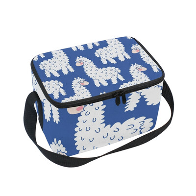 

ALAZA Lunch Box Cute Cartoon Lama Insulated Lunch Bag Large Cooler Tote Bagfor Men Women