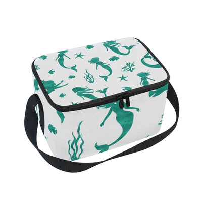 

ALAZA Insulated Lunch Box Watercolor Mermaid Pattern Lunch Bag for Men Women Portable Tote Bag Cooler Bag