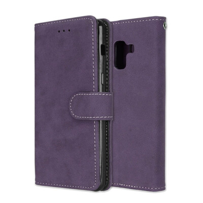 

MOONCASE Samsung Galaxy A8 2018 Vintage Scrub 3 Card Case - Purple