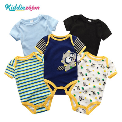 

5PCSLot Unicorn Baby Girl Clothes Cotton Babywear Bodysuits One-Piece Baby Boy Clothes Rompers Newborn 0-12M Short Sleeve