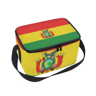 

ALAZA Insulated Lunch Box Misc Flag Of Bolivia Lunch Bag for Men Women Portable Tote Bag Cooler Bag