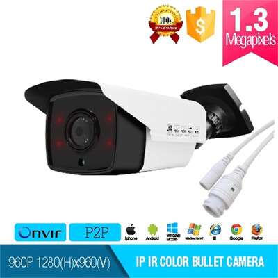 

13MP IP HD 960P infrared bullet camera 4mm fixed lens 4 high power array infrared LED infrared distance 80 meters Support Onvif p