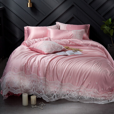 

Home textile cotton sheets quilt cover silk Tencel four-piece cotton lace bedding