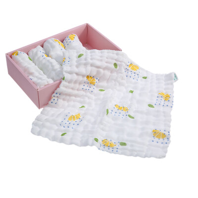 

5Pcs Baby Towel Washcloth 100 Organic Muslin Cotton Gauze Soft Absorbent Baby Wipes Burp Cloth For Newborn Infant Baby Lemon Prin