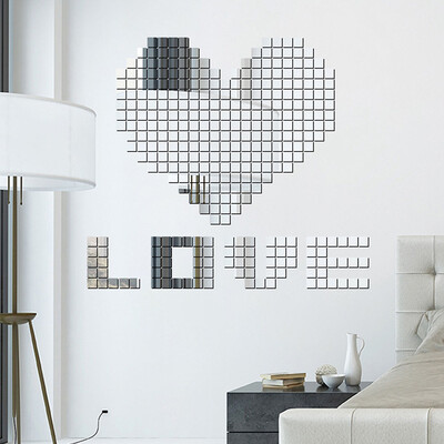 

100PCS Hot Sale Modern Design Adhesive Mini Square 3D DIY Wall Mirror For Room Bedroom Kitchen Bathroom Stick Decal Home Party Dec