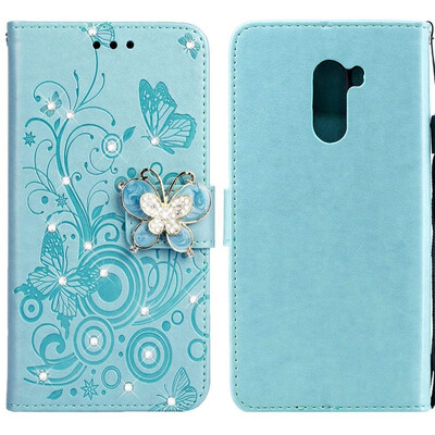 

MOONCASE Millet Pocophone F1 Butterfly Rhinestone Embossed Leather Case - Green