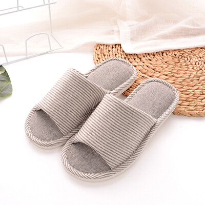 

Yule home couple models indoor simple thick-soled Japanese-style linen slippers mens YT2519 brown 4445