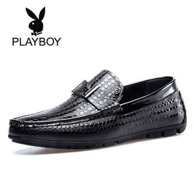 

Playboy PLAYBOY mens set of feet crocodile pattern leather business casual a pedal driving shoes men D500926WA9 black 42