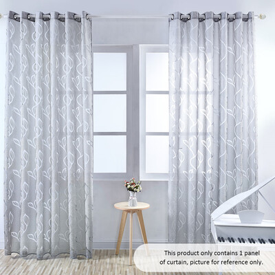 

39 98 inches Polyester Semi-Blackout Grommet Top Window Curtain Panel Living Room Bedroom Hotel Voile Curtain Drape--Grey