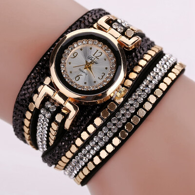 

DUOYA D099 Ladies Fashion Gold Rhinestone Luxury Jewelry Dress Watches