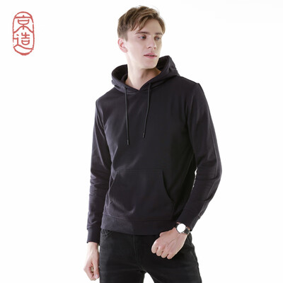 

JZAO mens sweater 2018 autumn&winter new hooded sets of basic sweaters navy blue L