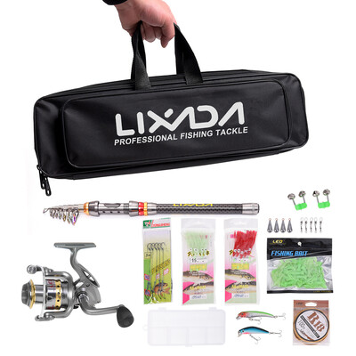 

Lixada Telescopic Fishing Rod&Reel Combo Full Kit Spinning Fishing Reel Gear Organizer Pole Set with 100M Fishing Line Lures H