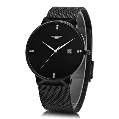 

GUANQIN GS19054 Male Quartz Watch Calendar Artificial Diamond Scales Men Wristwatch