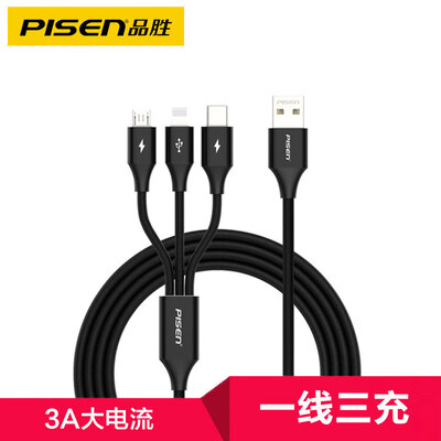 

PISEN Apple Type-c Android data cable 12 m black three-in-one charging line iPhone11 XsMax XR millet 8 Huawei P30 Pro one to three power cord