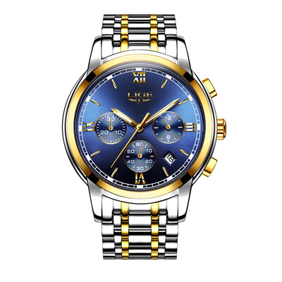 

LIGE Fashion Luxury Stainless Steel Men Watches 3ATM Water-resistant Quartz Watch Luminous Sport Man Wristwatch Male Relogio Muscu