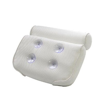 

3D Air Soft Bath Pillow Mesh Bathtub Pillows Powerful Suction Cups Non-slip Bathroom SPA Supplies Back&Shoulder Support-White
