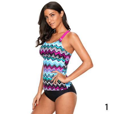 

Womens Floral Underwired Printed Strappy Racerback Tankini Swim Bikini Top No Bottom