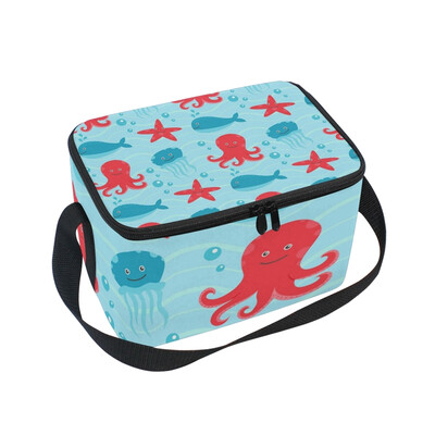 

ALAZA Lunch Box Insulated Whale And Octopus Lunch Bag Large Cooler Tote Bagfor Men Women