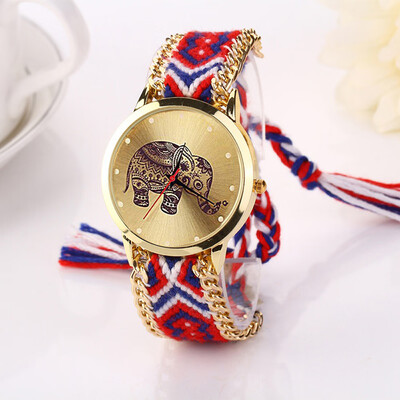 

Automatic Mechanical Ethnic-style Man Woman Quartz Knit Elephant Watch Plush Band