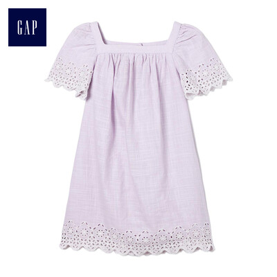

GAP flagship store female young collar short-sleeved embroidered openwork dress 307332 light purple 3YRS
