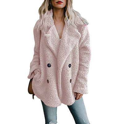 

woman Autumn&winter new loose sweater long-sleeved double-breasted fur coat