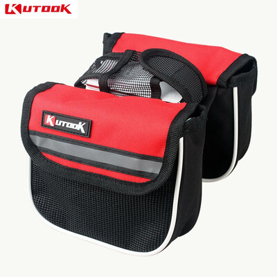 

Cycling Bike Bag Front Frame Bag Pannier Double Pouch for Cellphone Mountain Road MTB Bicycle Bag
