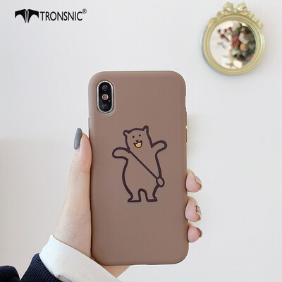

TRONSNIC Polar Bear Phone Case for iPhone XR Coffee Brown Gray Case 3d Relief Matte Covers Hot