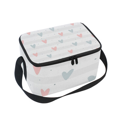 

ALAZA Lunch Box Insulated Lunch Bag Large Cooler Repeated Hearts Tote Bag