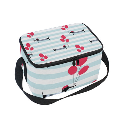 

ALAZA Insulated Lunch Box Dog Holding Balloons Lunch Bag for Men Women Portable Tote Bag Cooler Bag